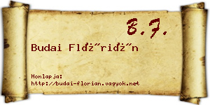 Budai Flórián névjegykártya